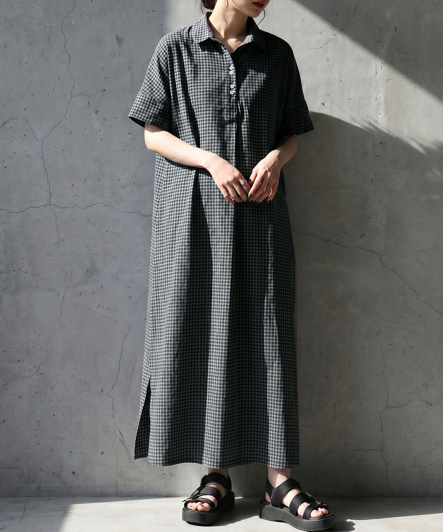 Gingham Check Shirt Dress Ladies