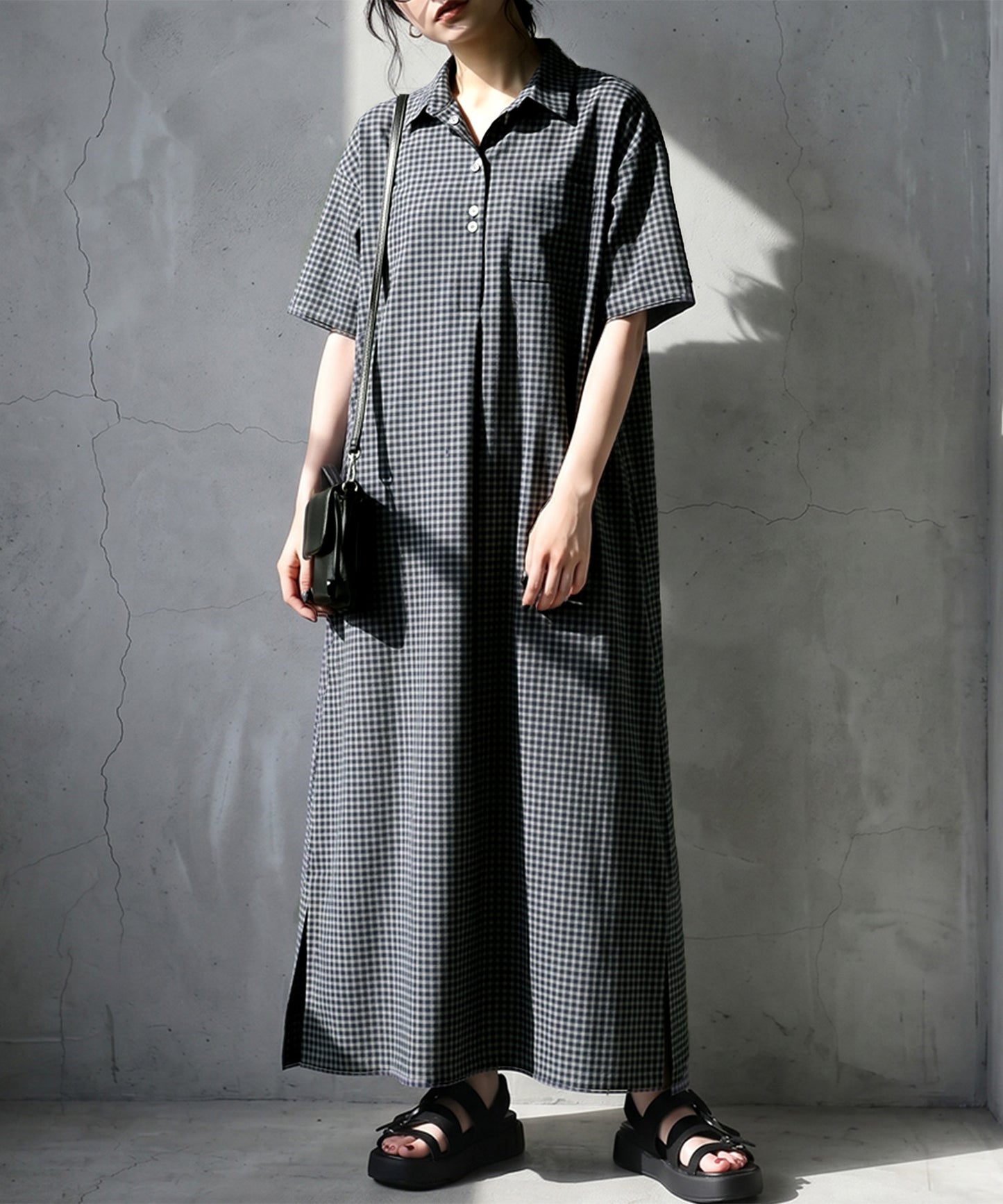 Gingham Check Shirt Dress Ladies