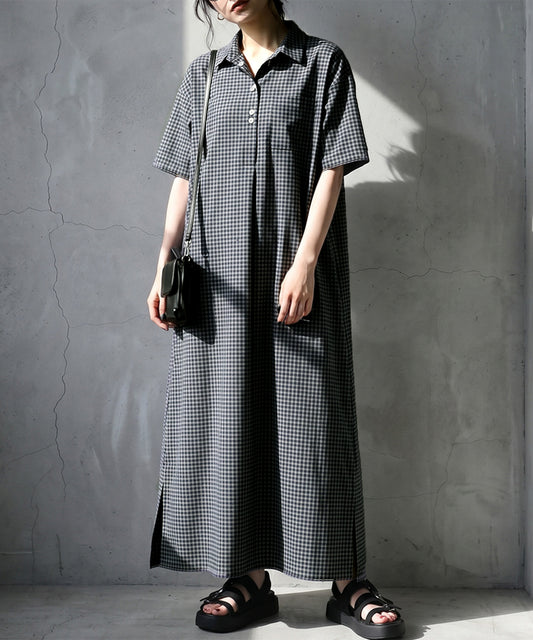 Gingham Check Shirt Dress Ladies