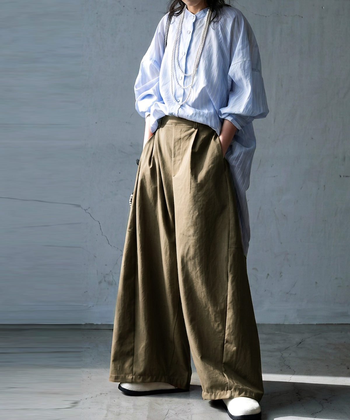 Drawstring Pleated Cocoon Wide Pants Ladies