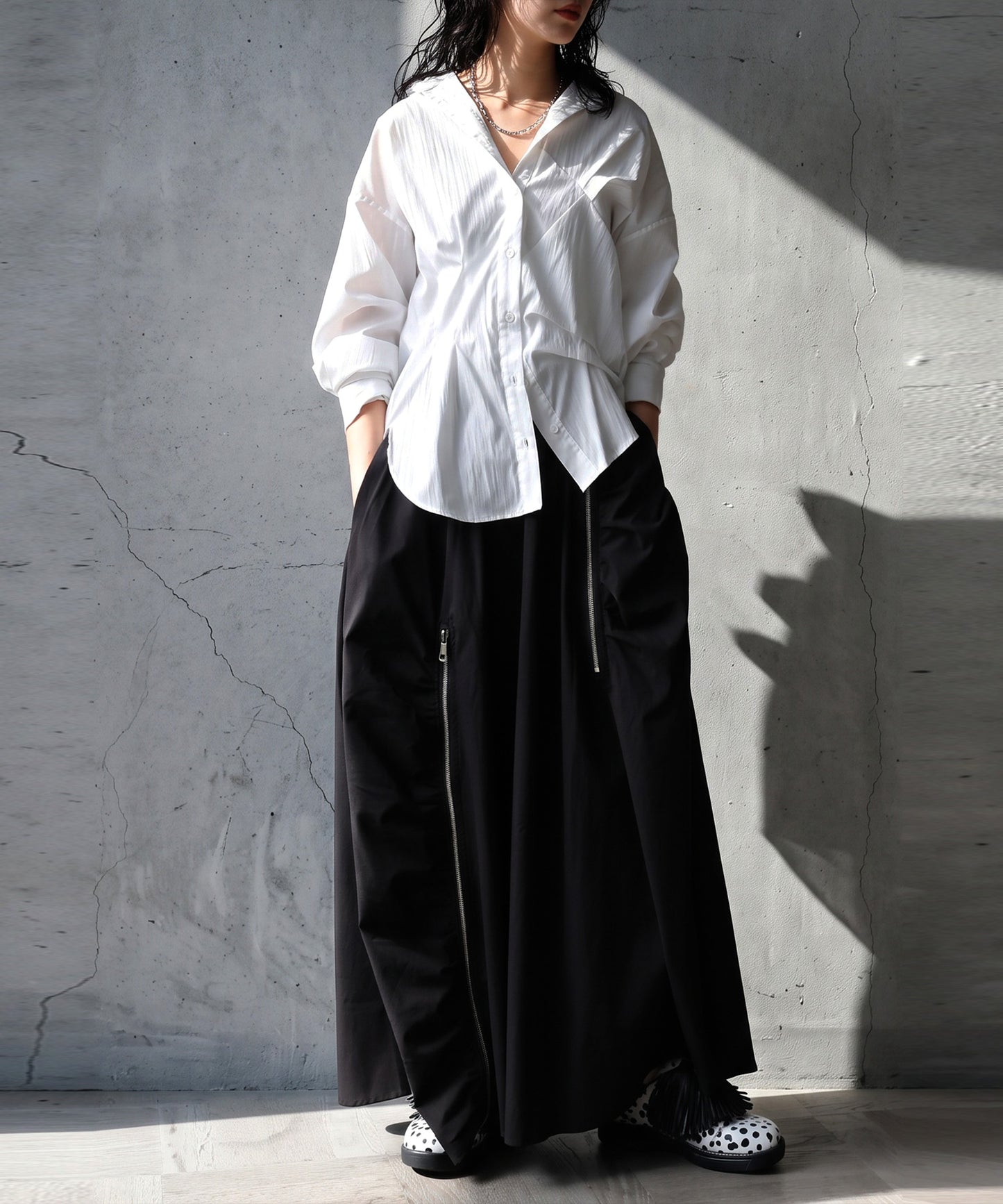 Asymmetrical Draped Ruffle Blouse Ladies