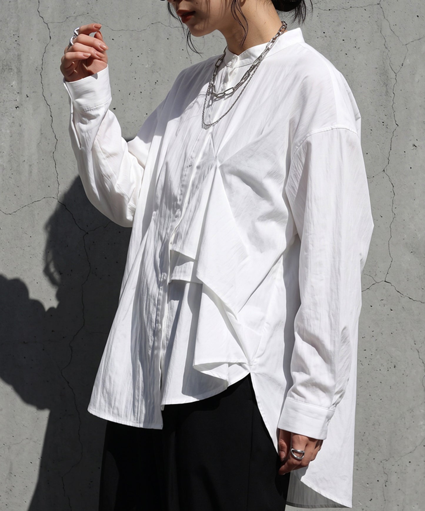 Asymmetrical Draped Ruffle Blouse Ladies