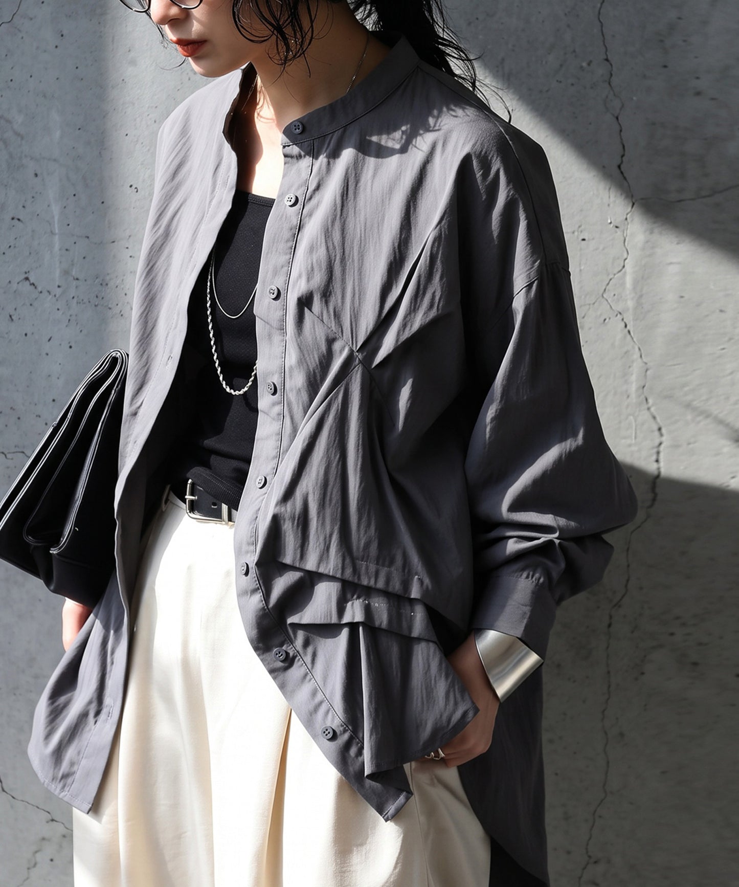 Asymmetrical Draped Ruffle Blouse Ladies