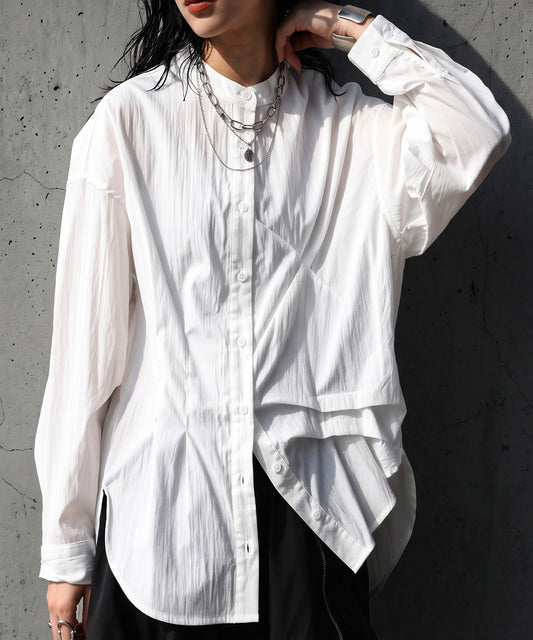 Asymmetrical Draped Ruffle Blouse Ladies