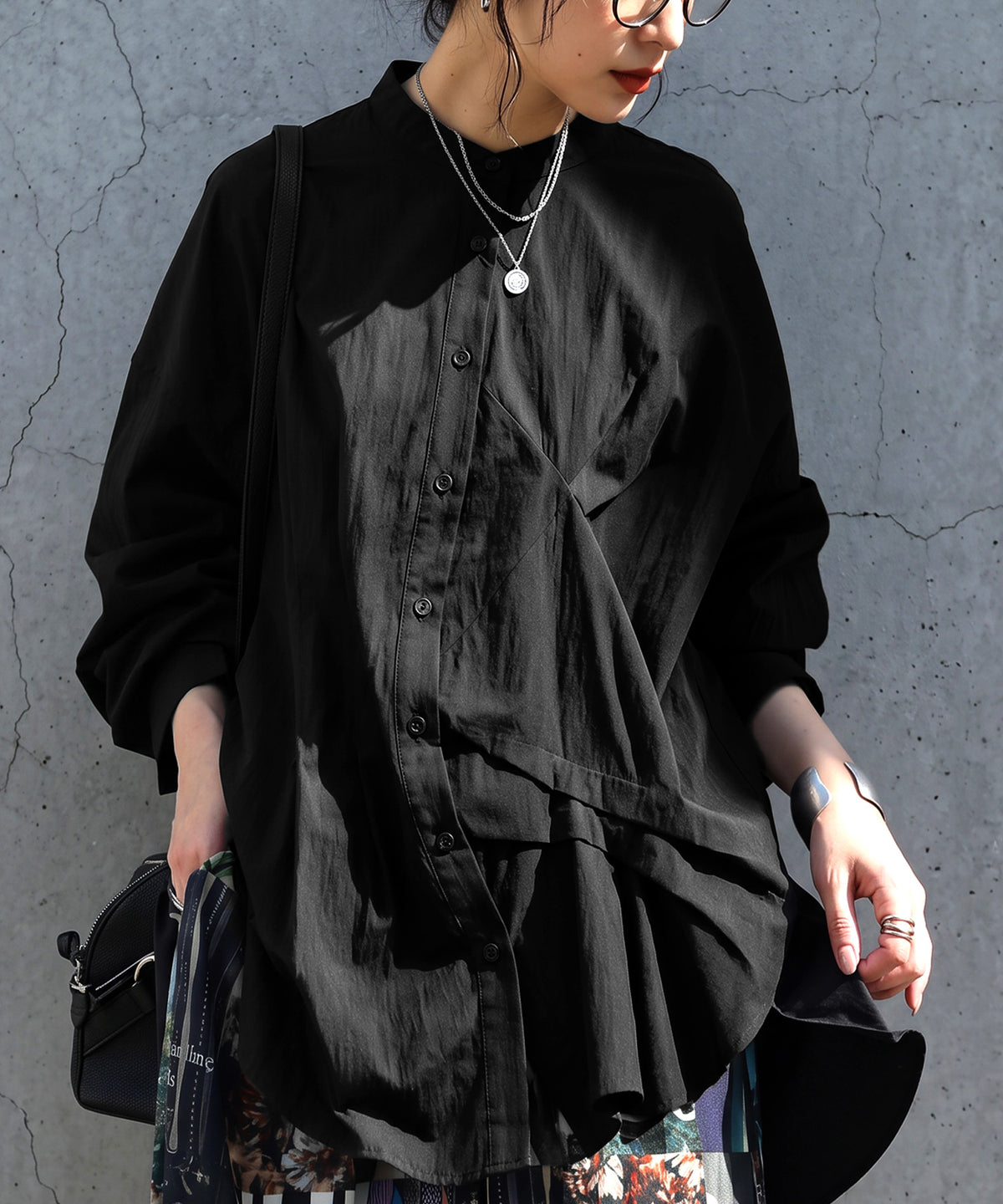Asymmetrical Draped Ruffle Blouse Ladies