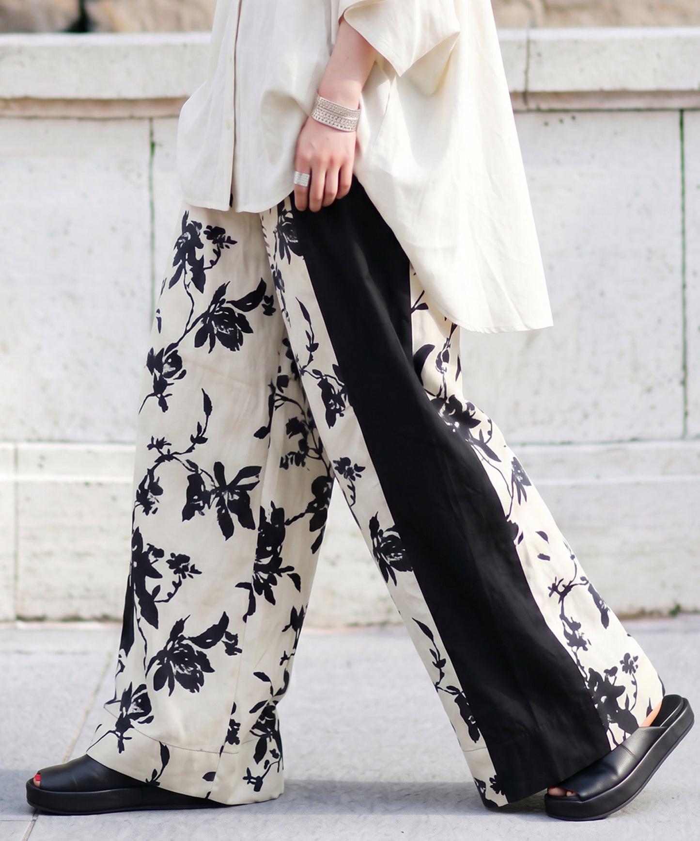 Floral Wide-Leg Pants Ladies