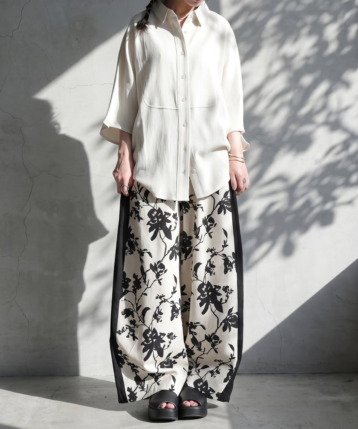 Floral Wide-Leg Pants Ladies
