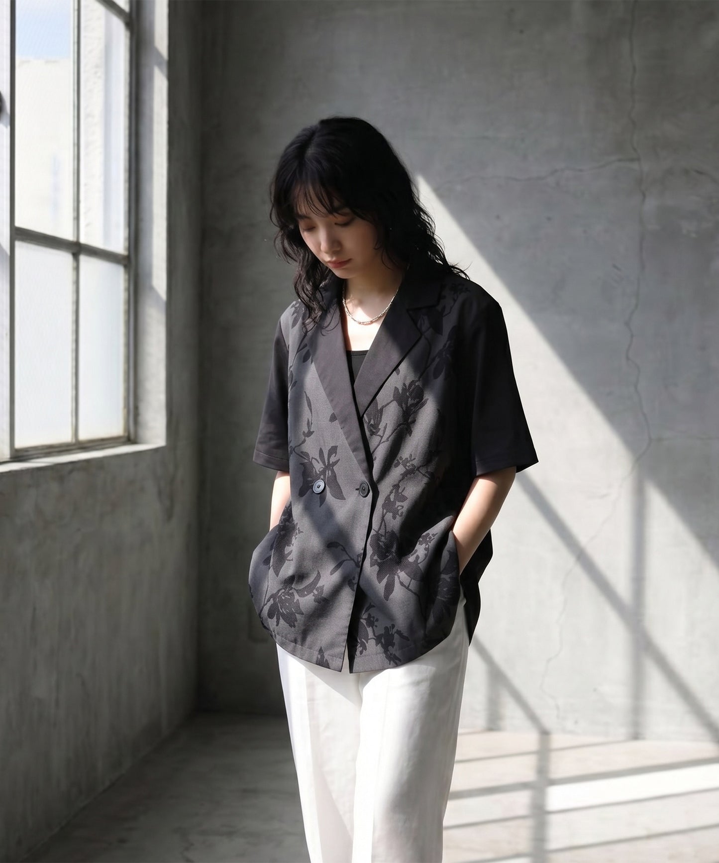 Floral Print Double-Breasted Jacket Ladies
