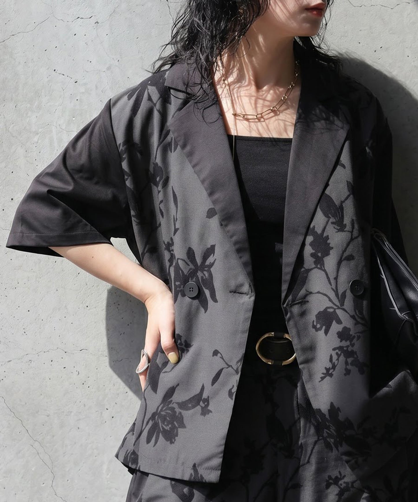 Floral Print Double-Breasted Jacket Ladies