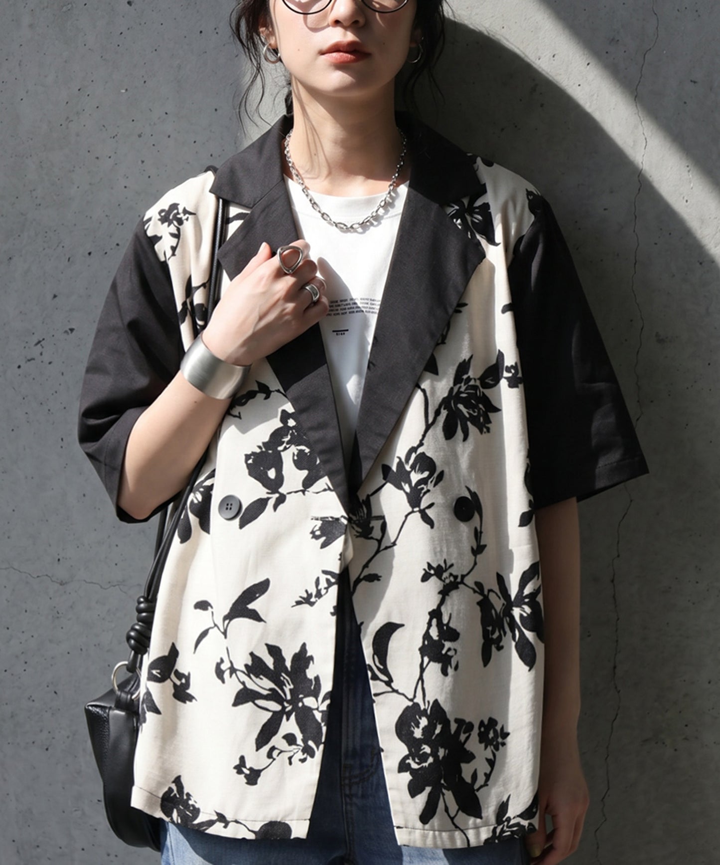 Floral Print Double-Breasted Jacket Ladies