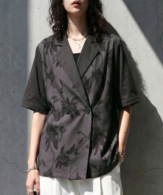 Floral Print Double-Breasted Jacket Ladies