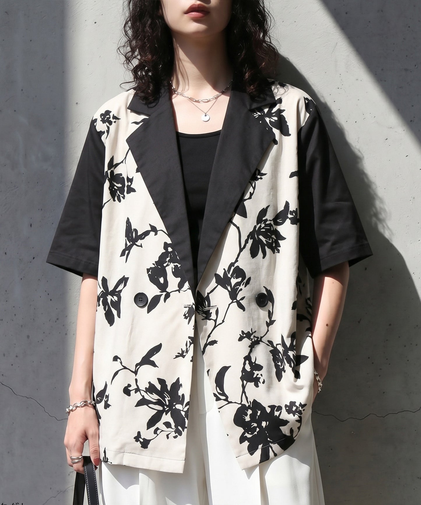 Floral Print Double-Breasted Jacket Ladies