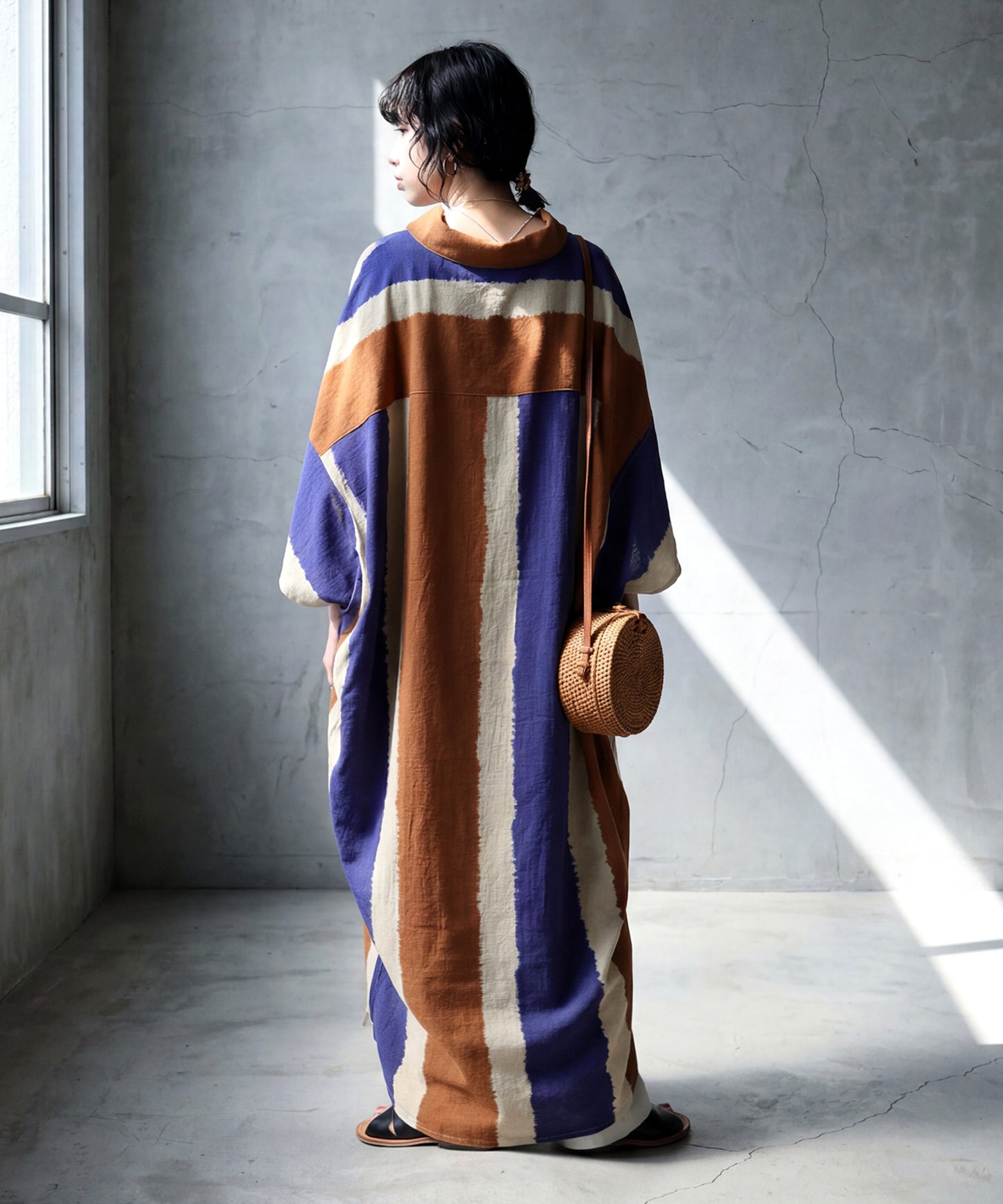 Color-Blocked Dolman Sleeve Art Print Shirt Dress Ladies