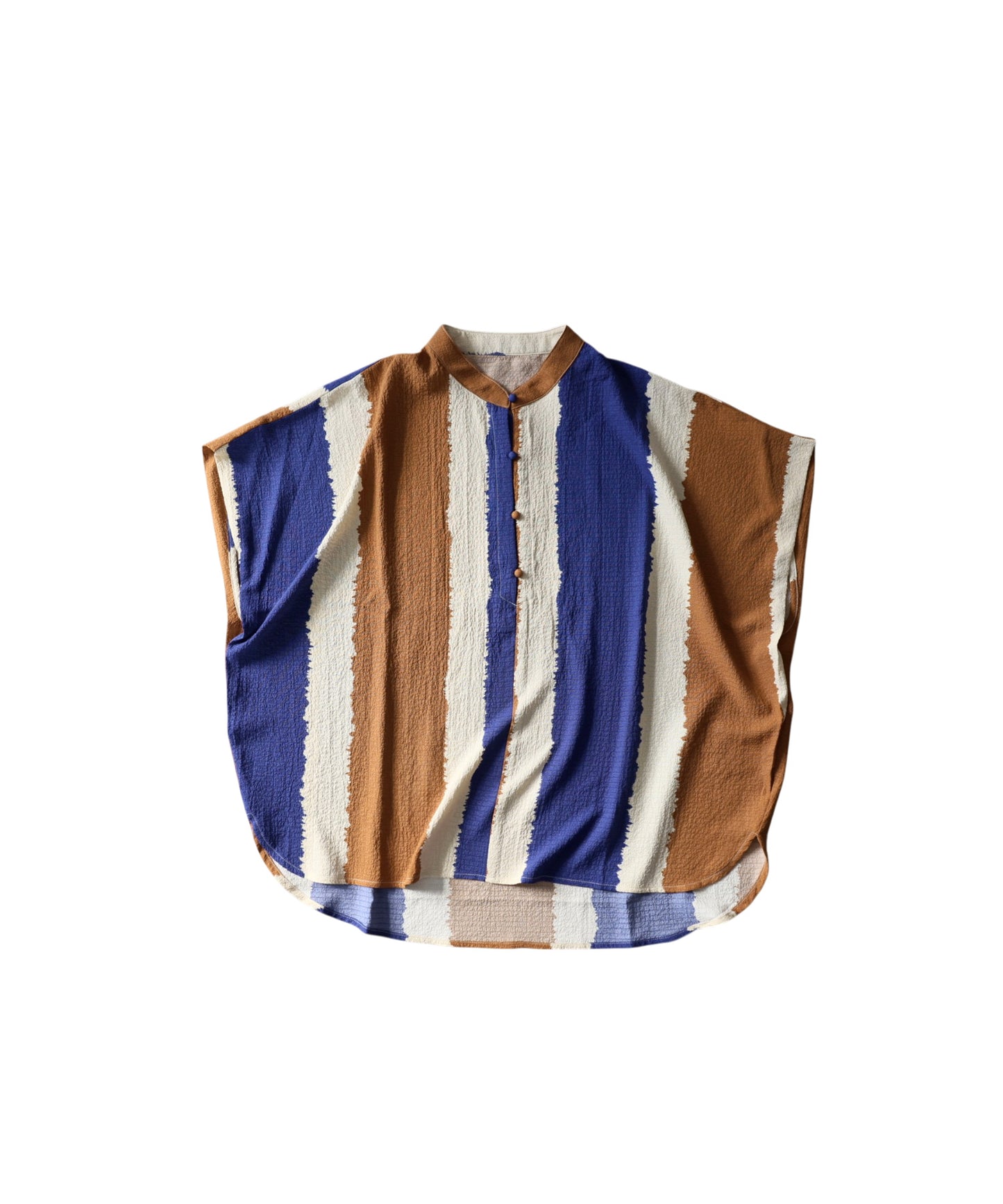 Striped Band Collar Blouse Ladies