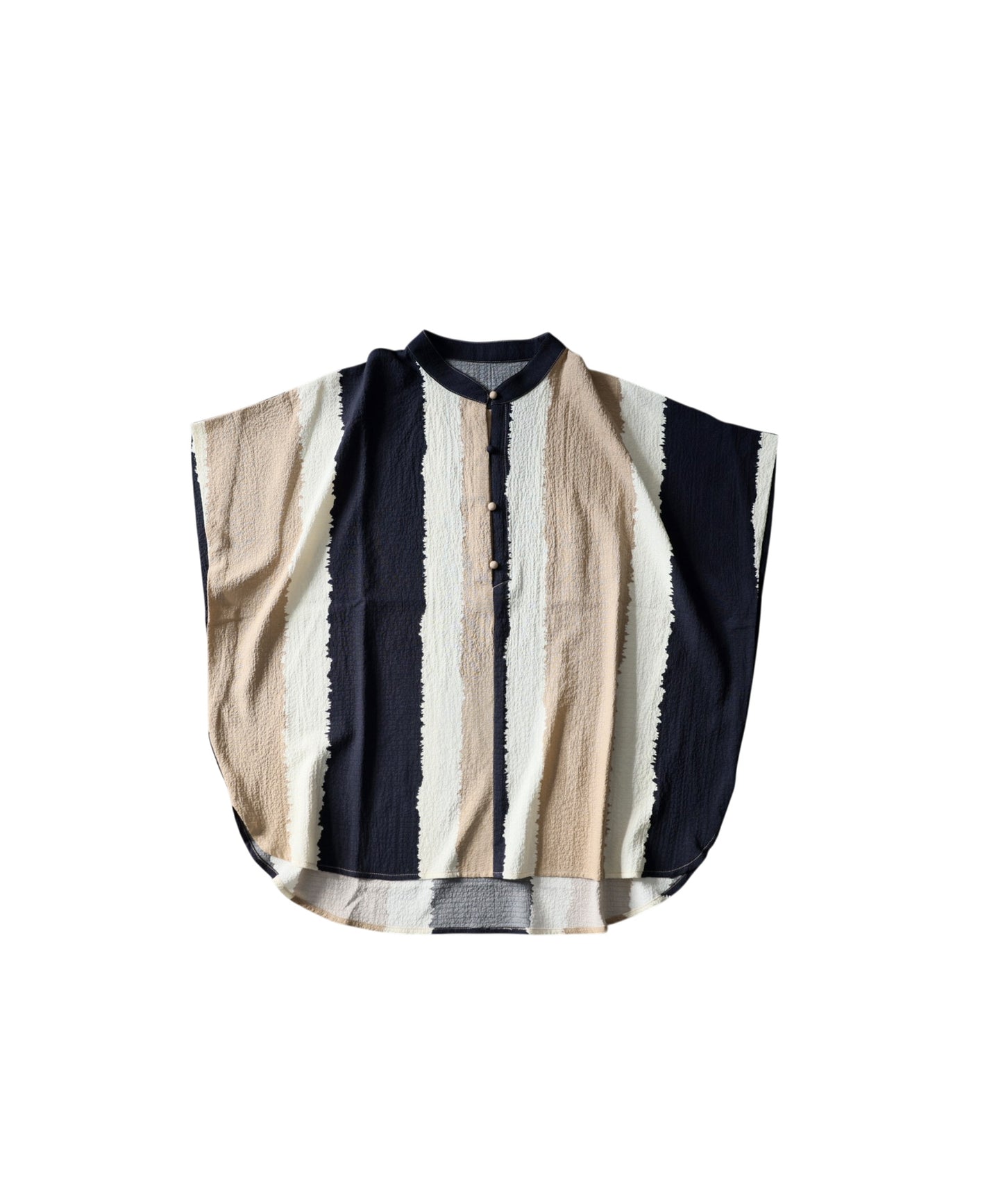 Striped Band Collar Blouse Ladies