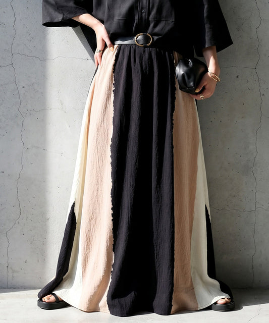 Striped, Color-Blocked Flared Skirt Ladies