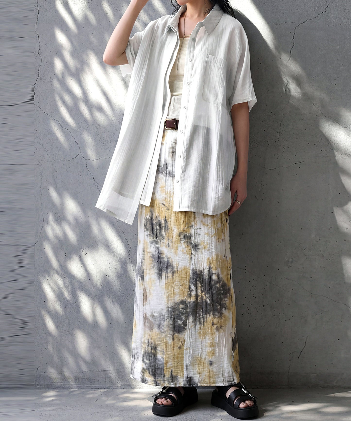 Crepe Fabric Dolman Style Sheer Shirt Ladies