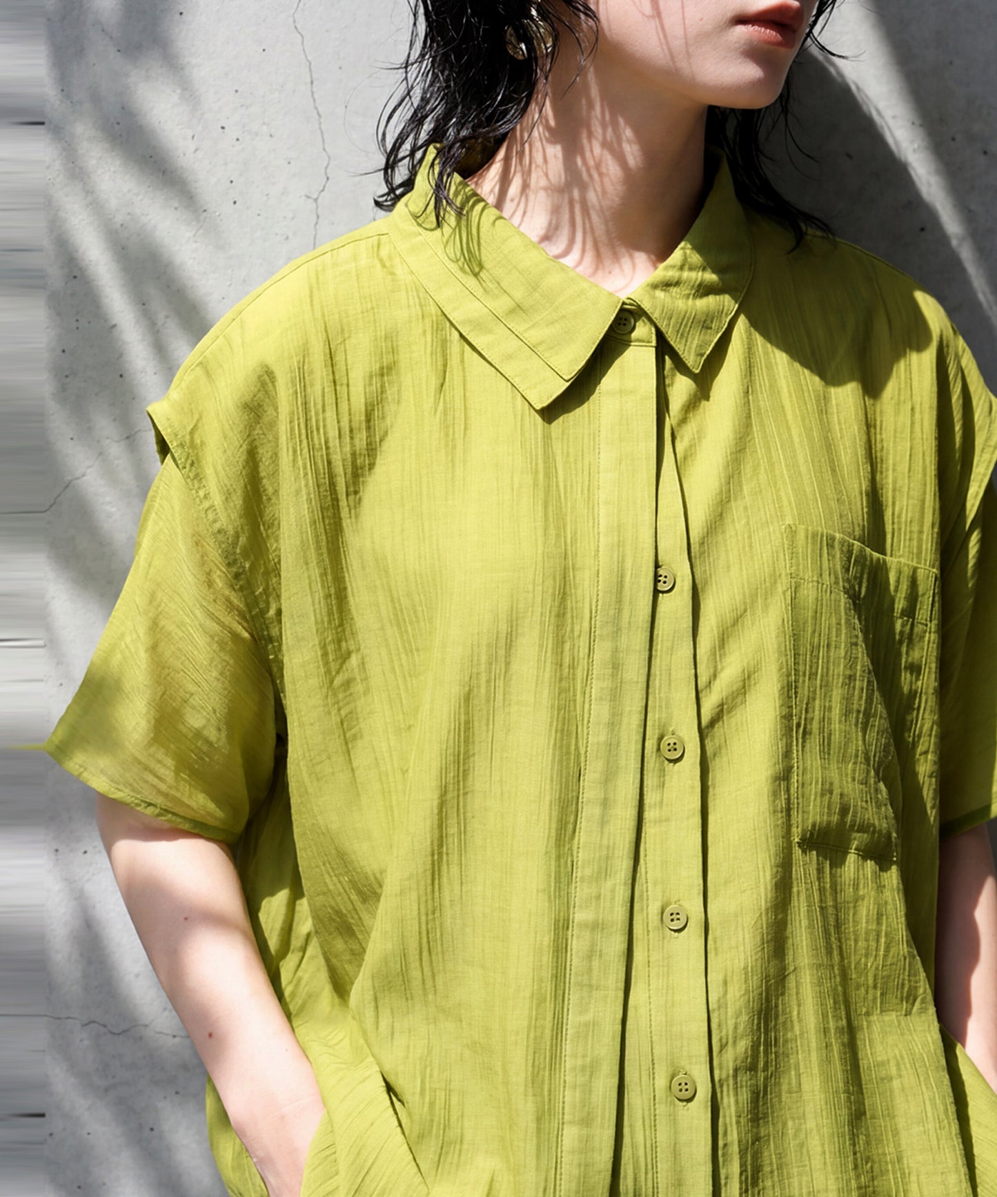 Crepe Fabric Dolman Style Sheer Shirt Ladies