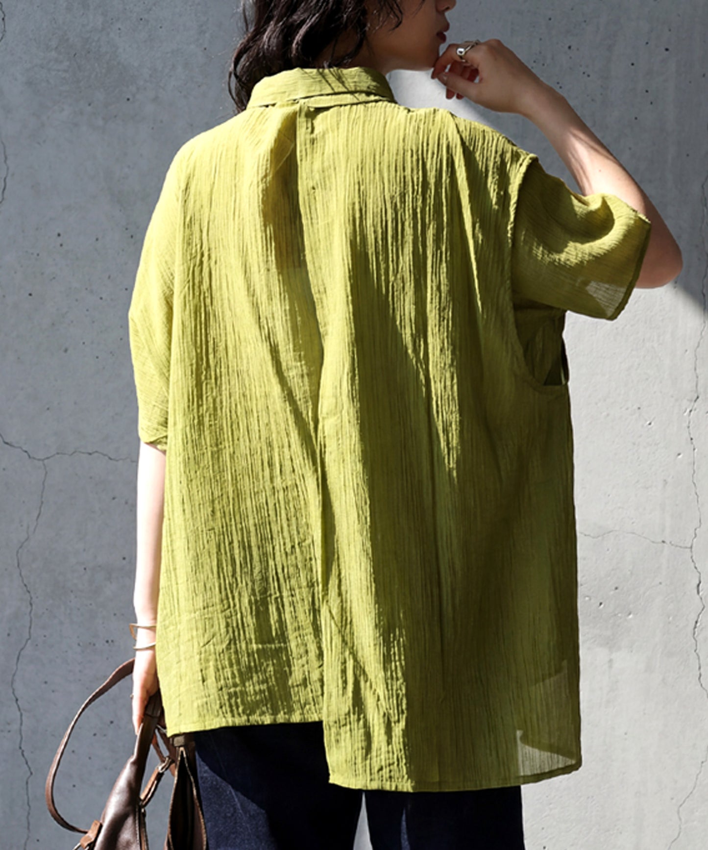 Crepe Fabric Dolman Style Sheer Shirt Ladies