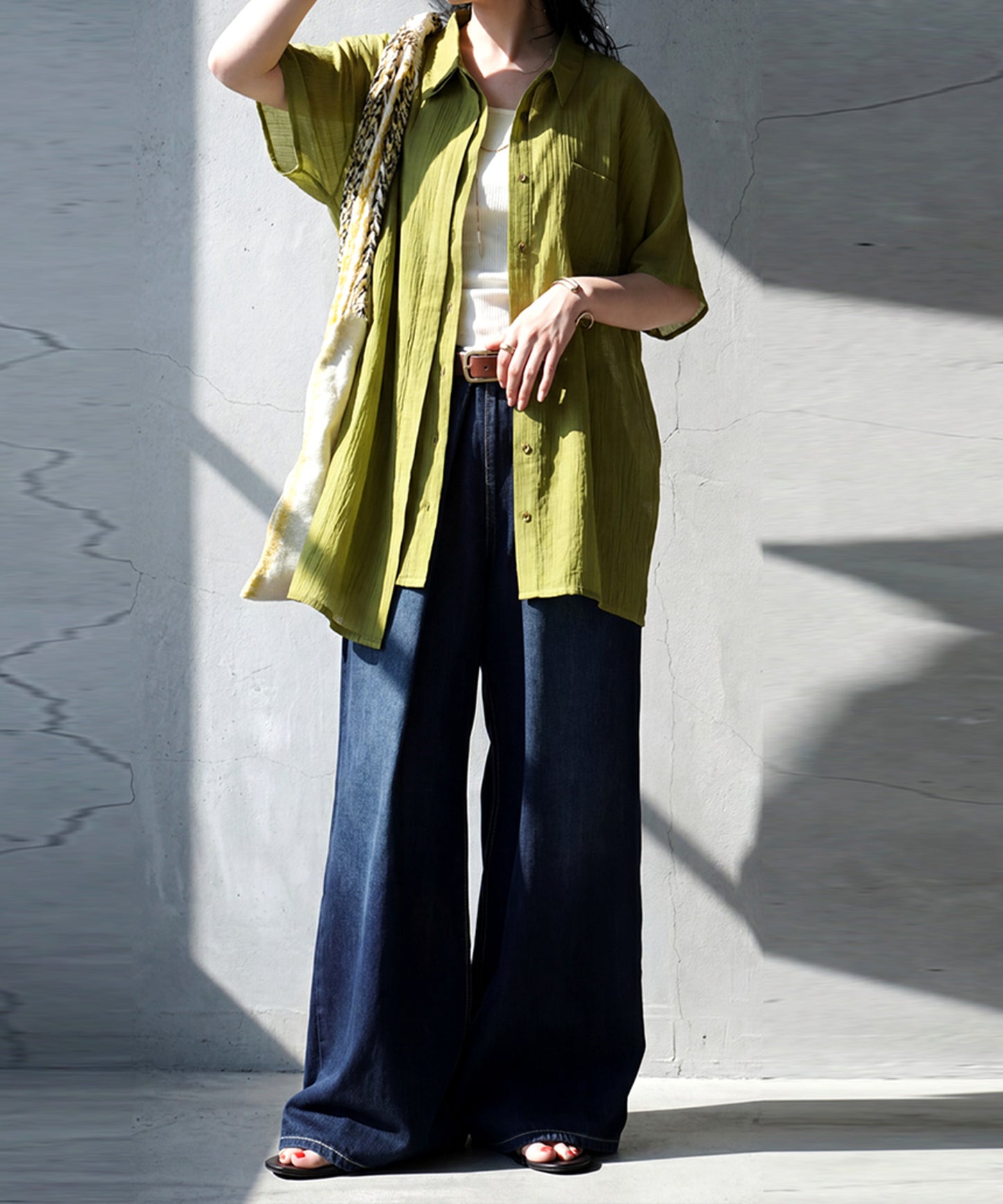Crepe Fabric Dolman Style Sheer Shirt Ladies