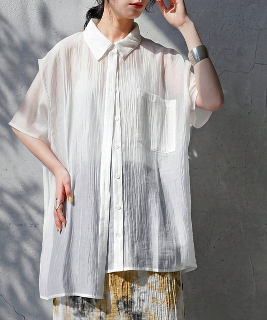 Crepe Fabric Dolman Style Sheer Shirt Ladies