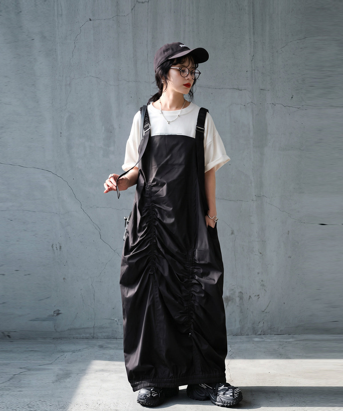 Gathered Design Drawstring Jumper Skirt Ladies