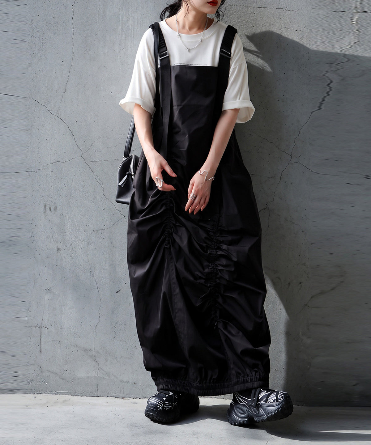Gathered Design Drawstring Jumper Skirt Ladies
