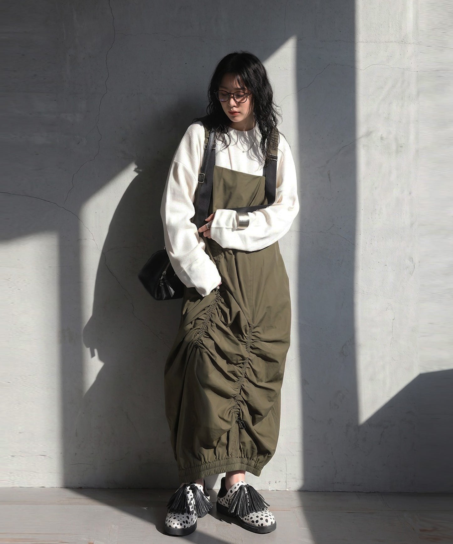 Gathered Design Drawstring Jumper Skirt Ladies