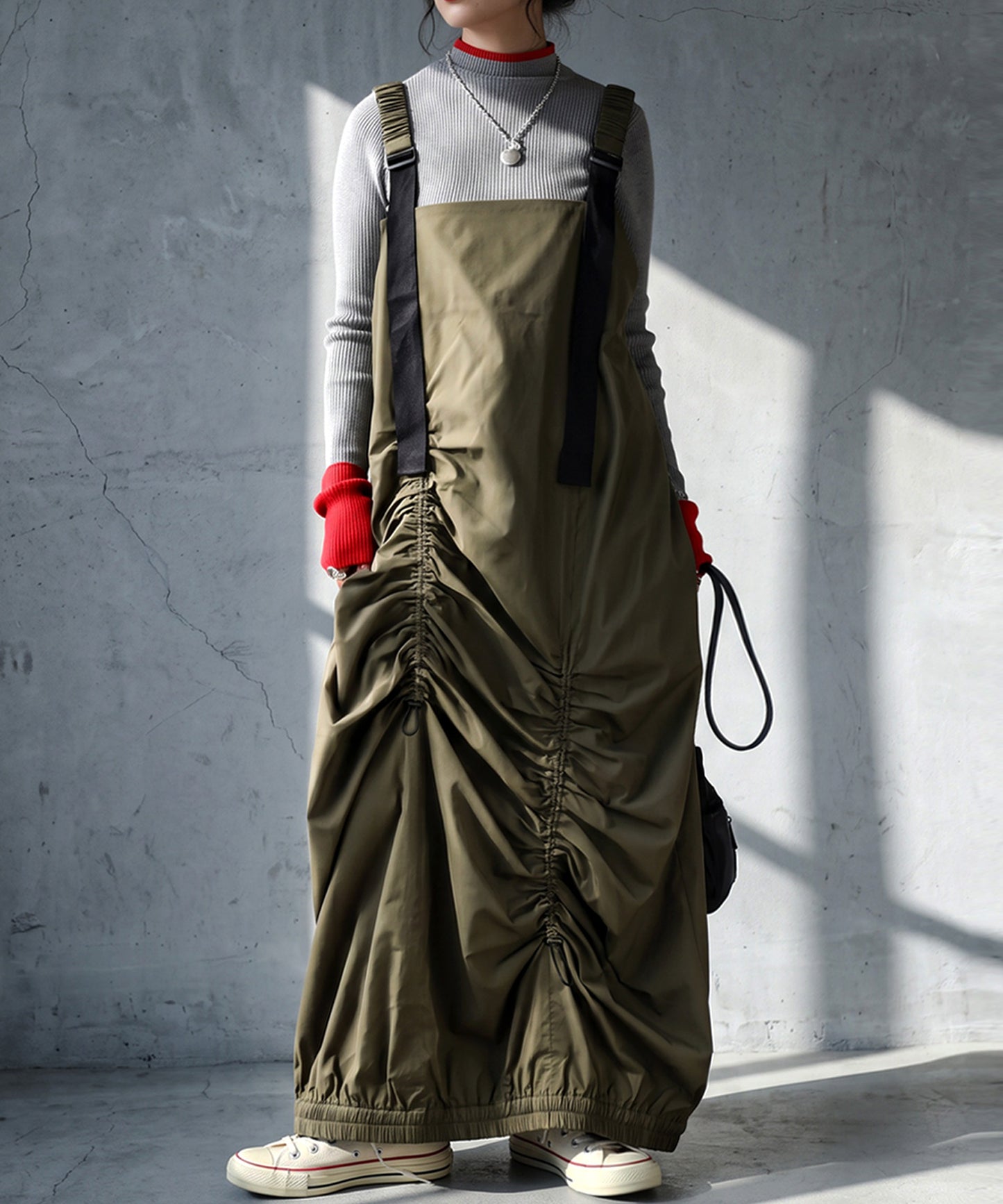 Gathered Design Drawstring Jumper Skirt Ladies