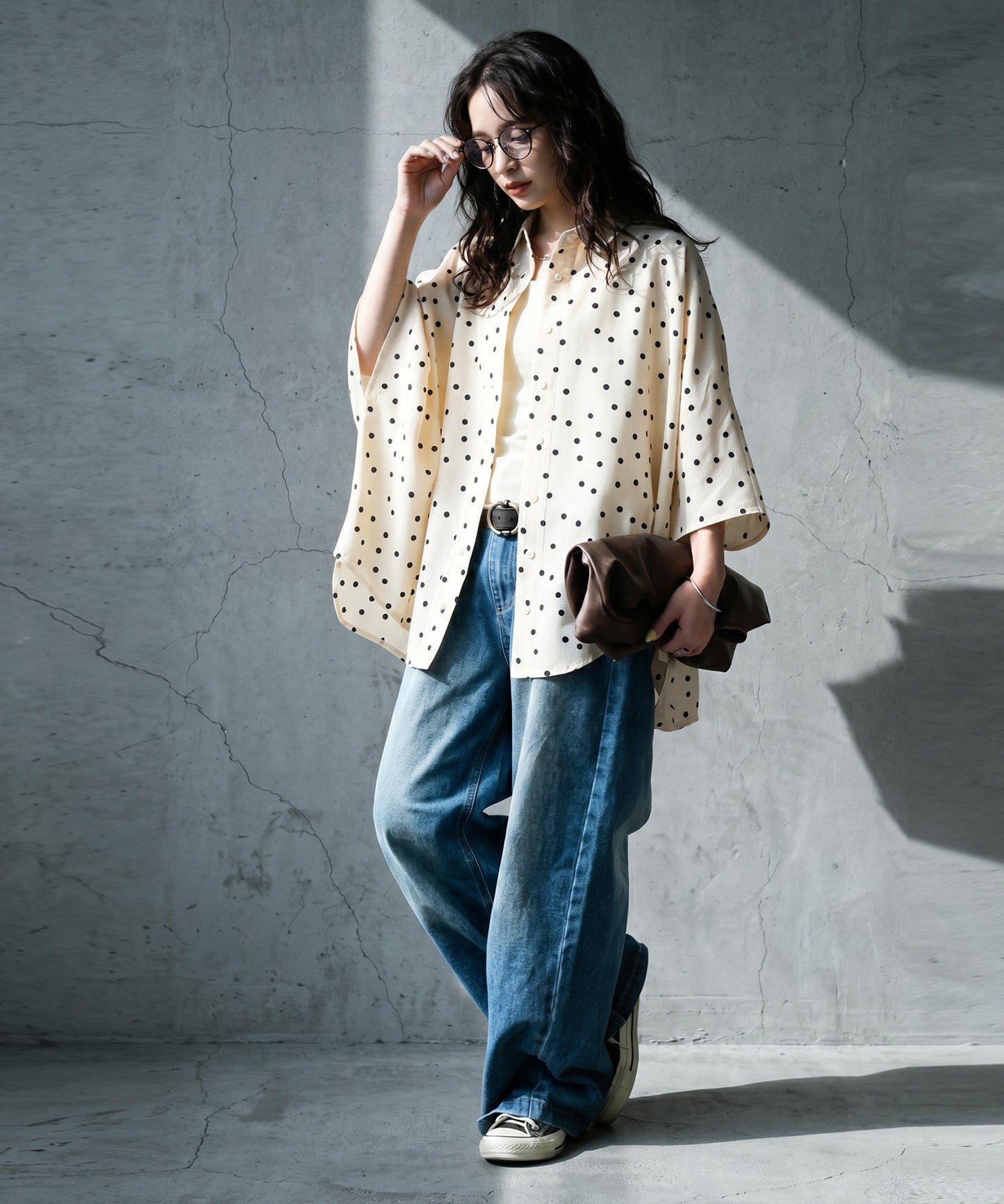 Polka Dot Dolman Shirt Ladies