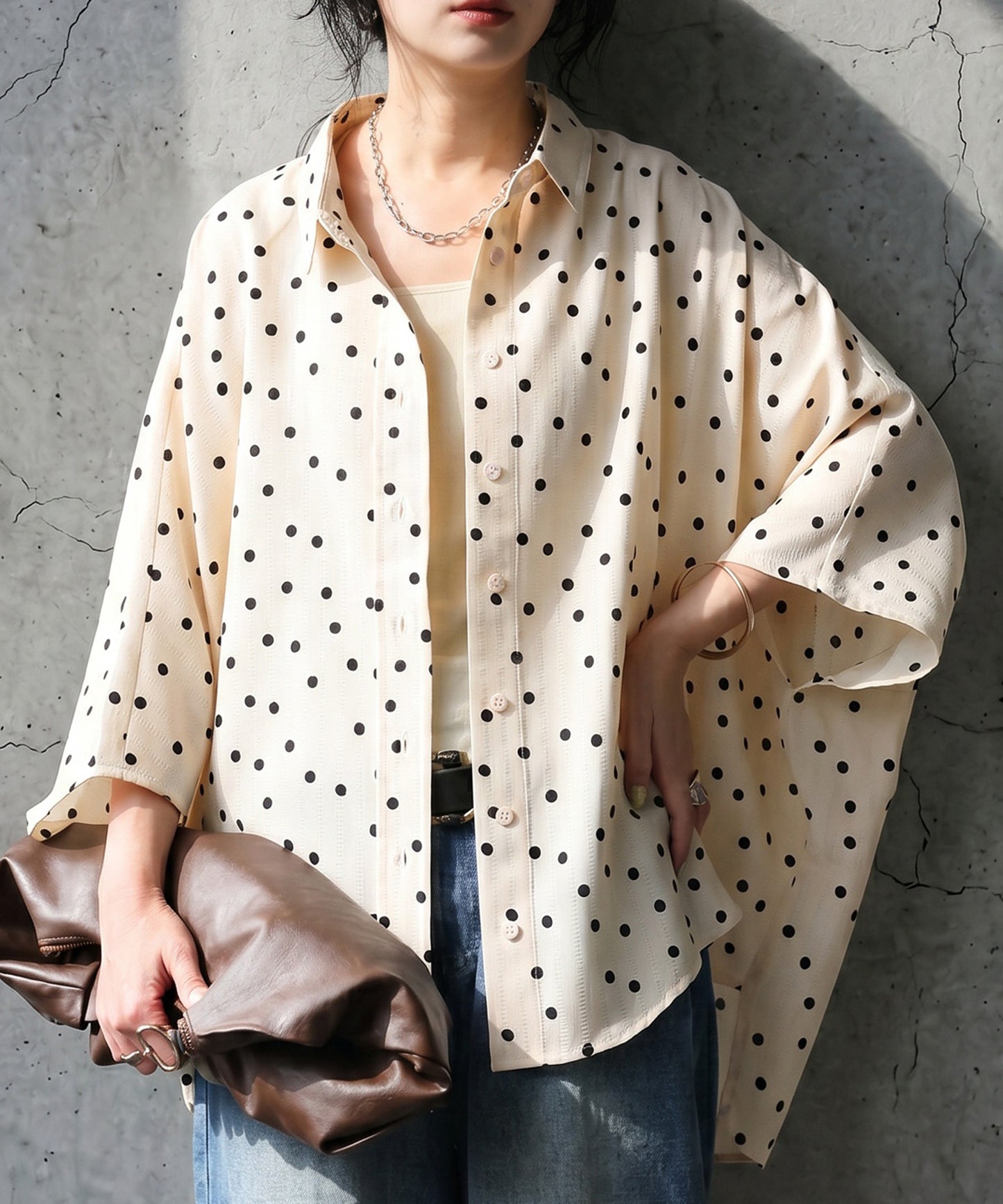 Polka Dot Dolman Shirt Ladies