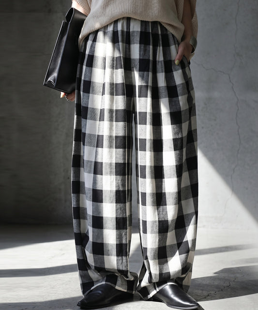 Gingham Check Wide Balloon Pants Ladies