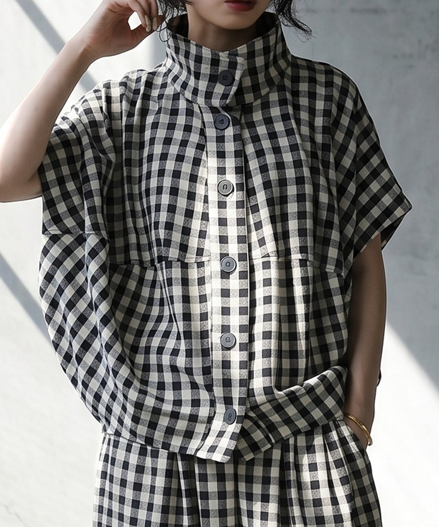 Gingham Check Dolman Shirt Ladies