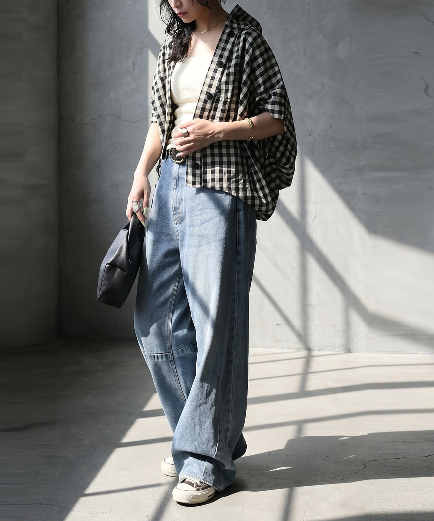 Gingham Check Dolman Shirt Ladies