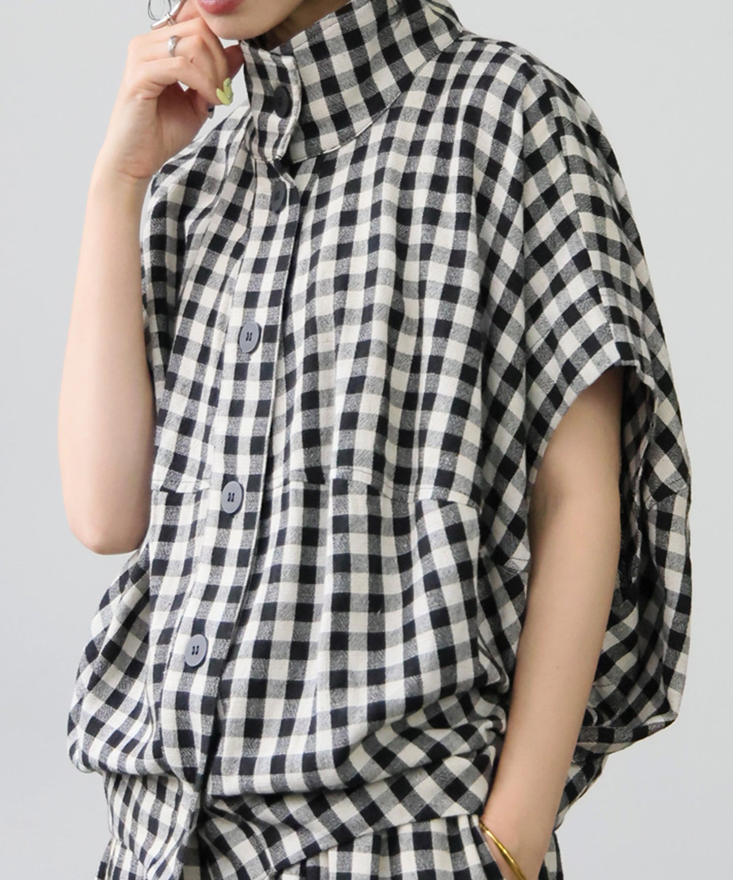 Gingham Check Dolman Shirt Ladies