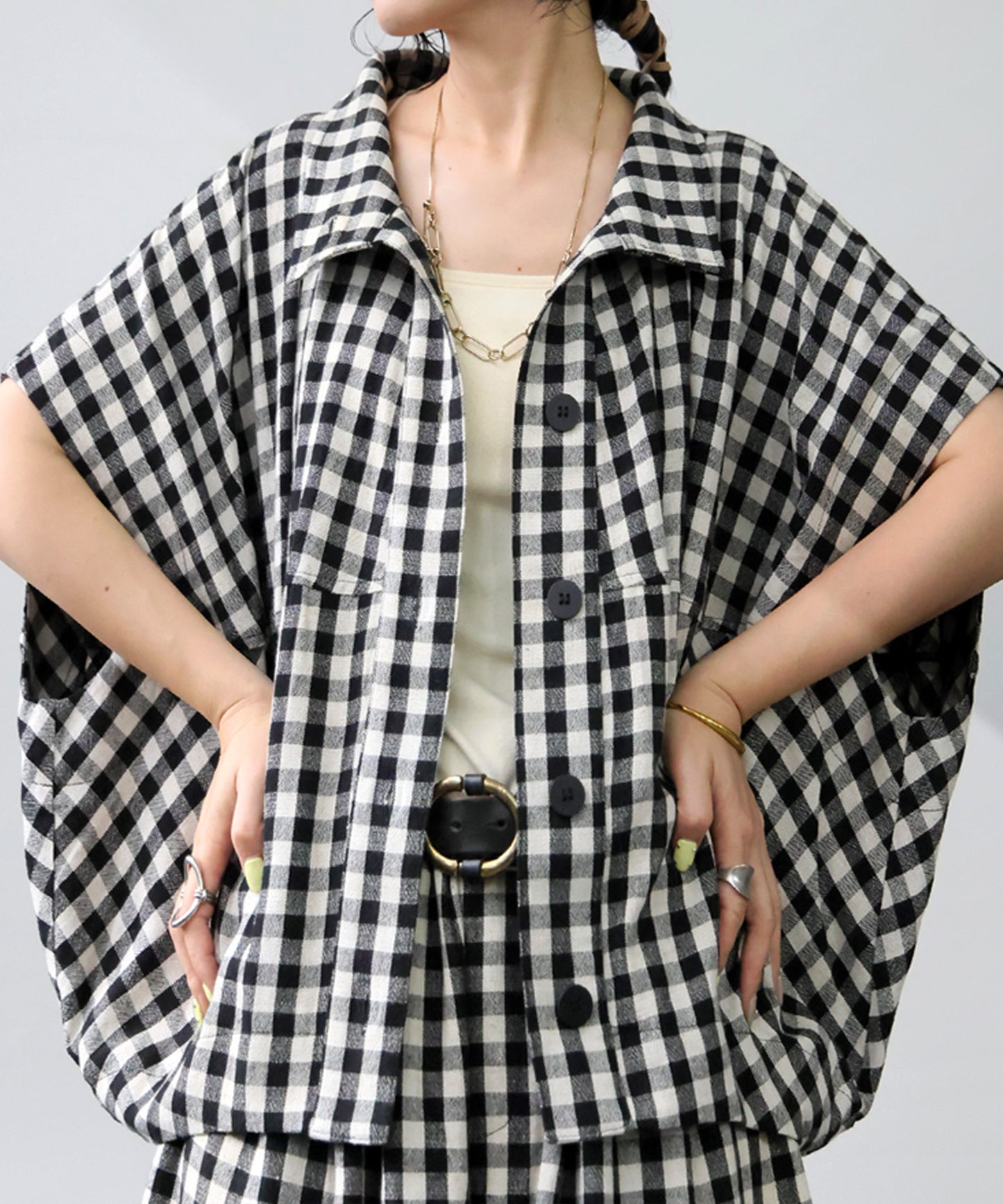 Gingham Check Dolman Shirt Ladies