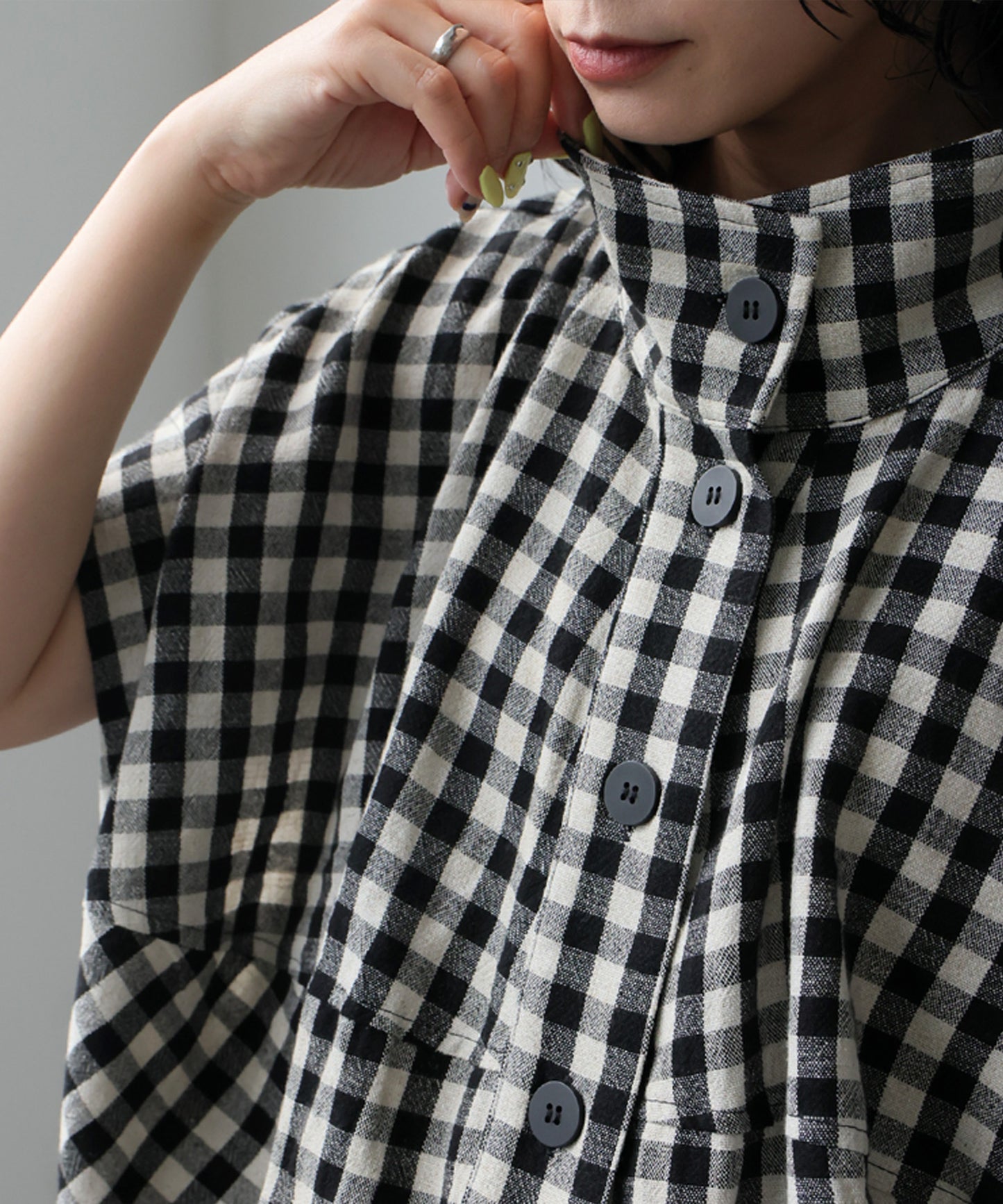 Gingham Check Dolman Shirt Ladies