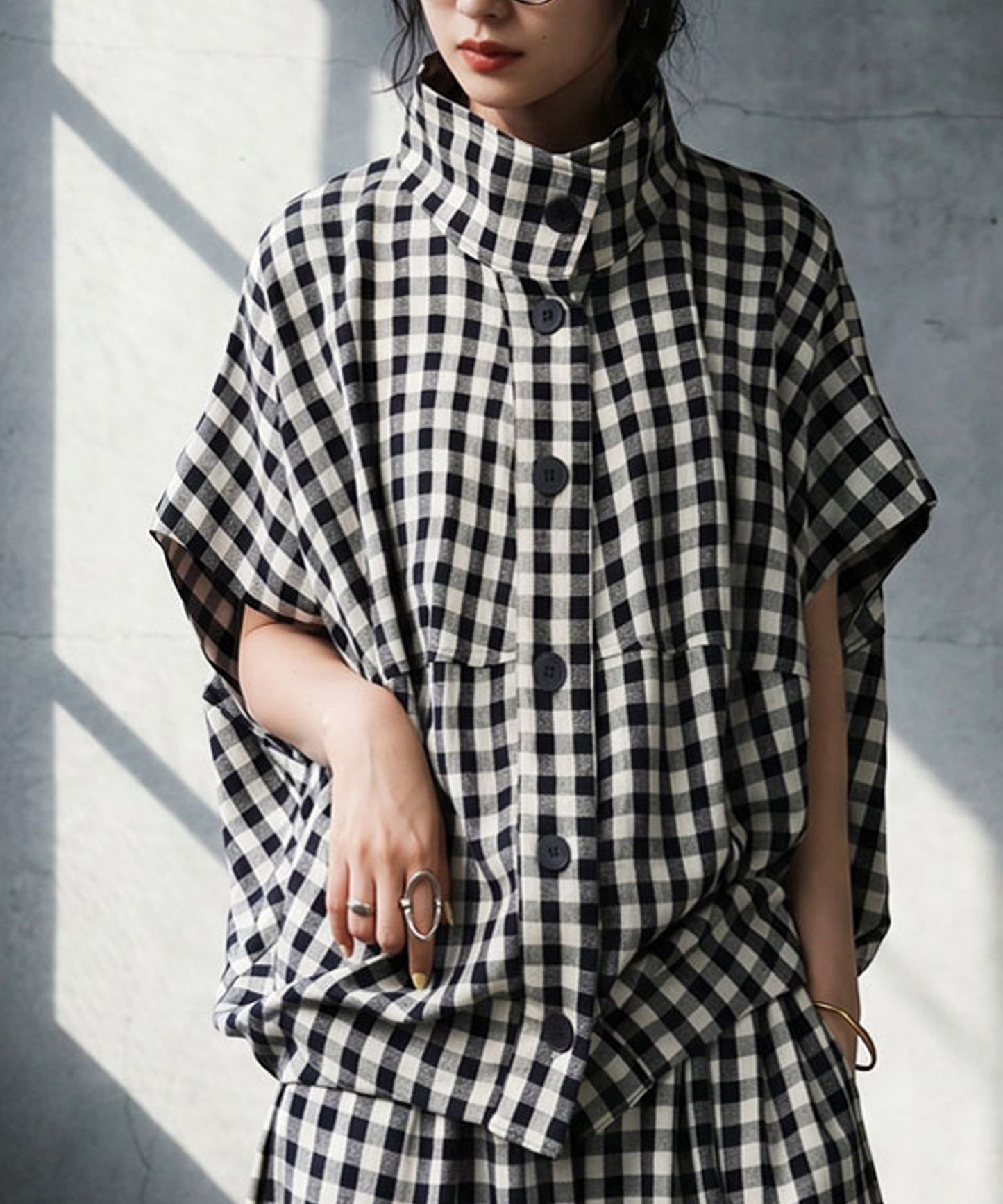 Gingham Check Dolman Shirt Ladies