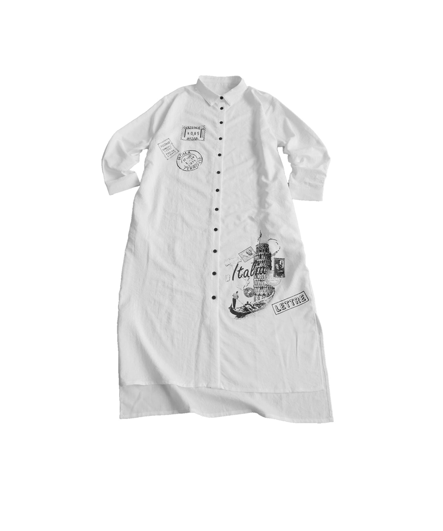 Side-Slit Shirt Dress Ladies