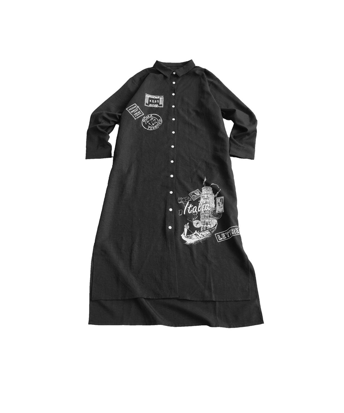 Side-Slit Shirt Dress Ladies