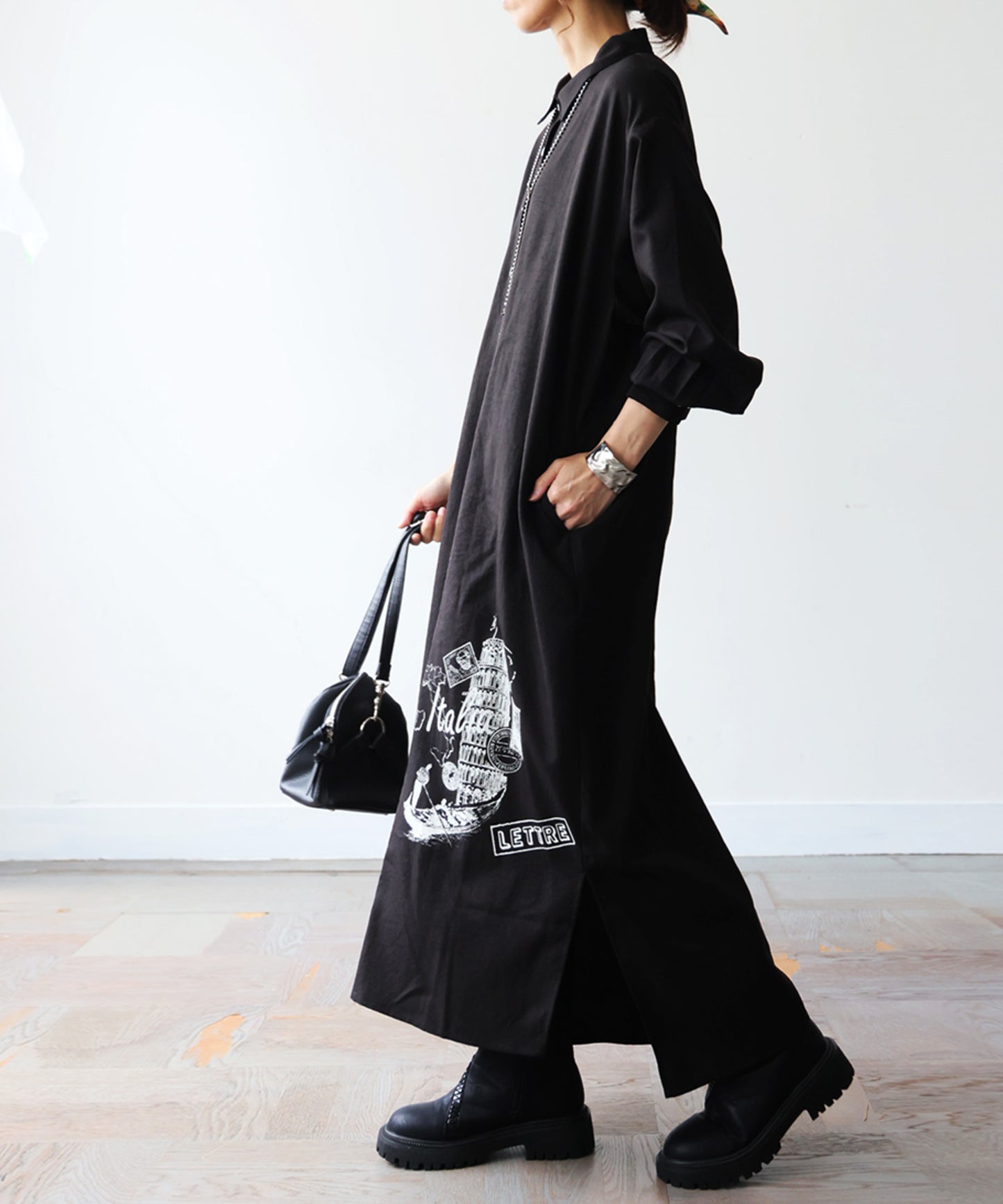 Side-Slit Shirt Dress Ladies