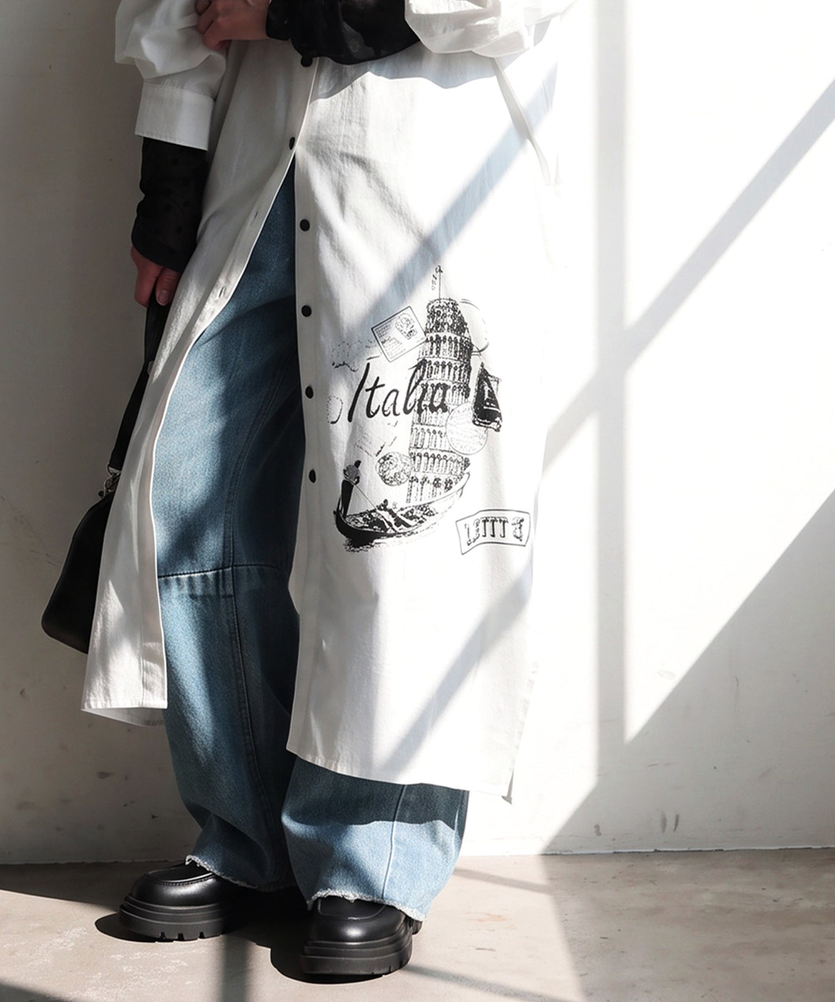 Side-Slit Shirt Dress Ladies