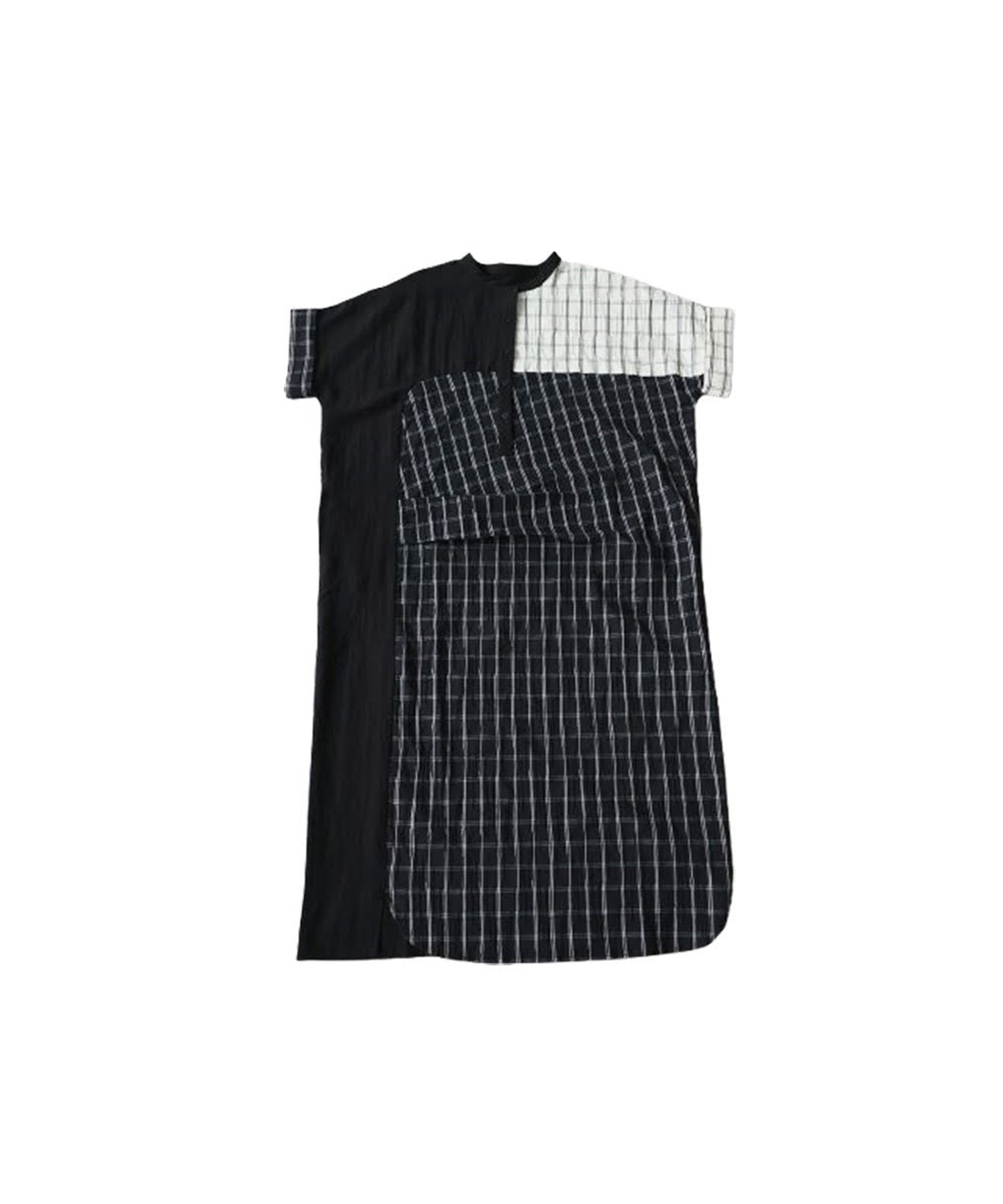 Mixed-Material Checkered Dress Ladies