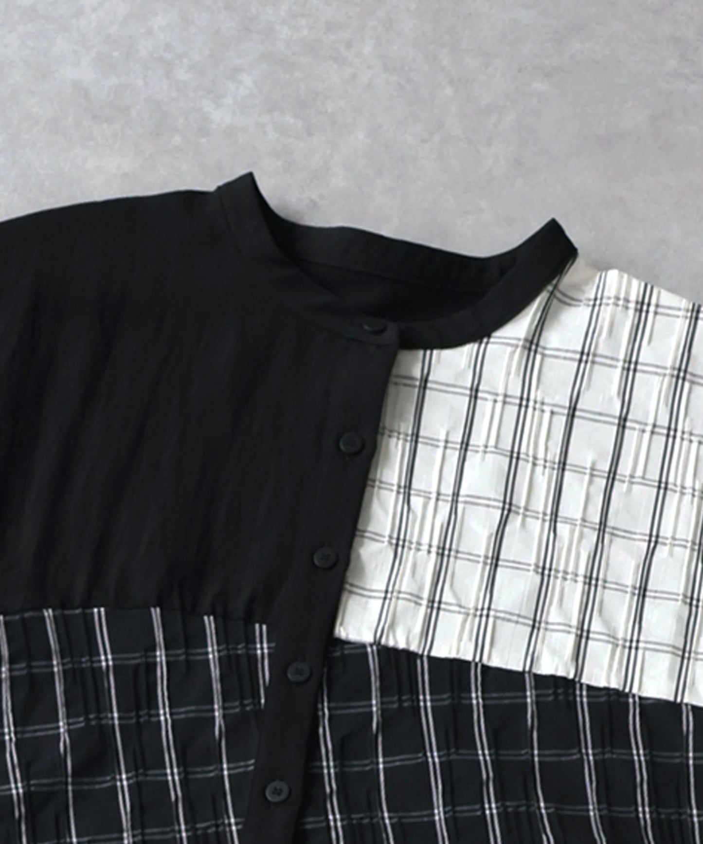 Mixed-Material Checkered Dress Ladies