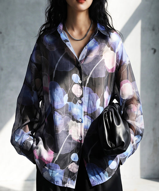 Watercolor Floral Print Art Shirt Ladies