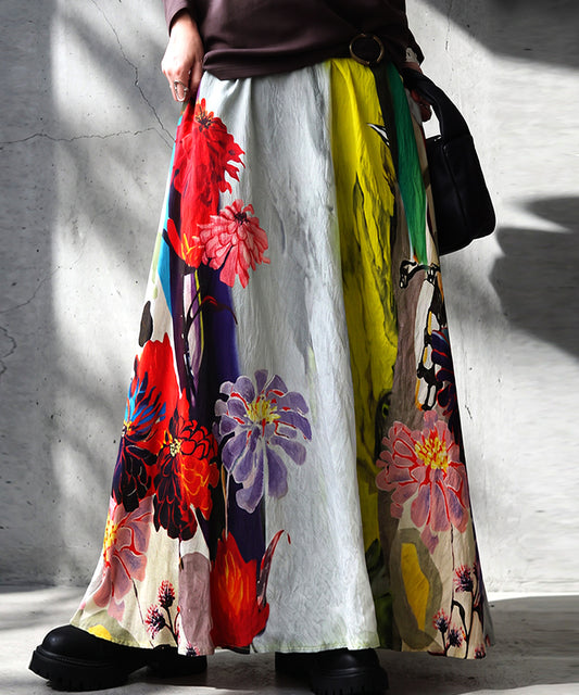 Floral Print Flared Long Skirt Ladies