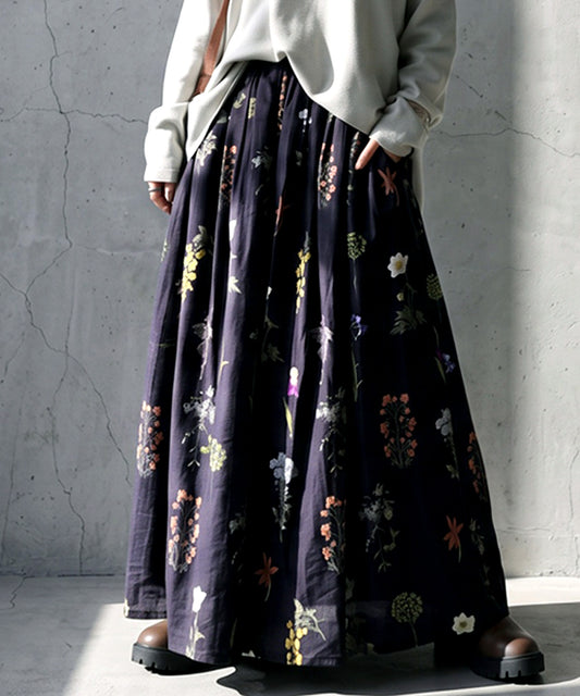 Floral Print Flared Long Skirt Ladies