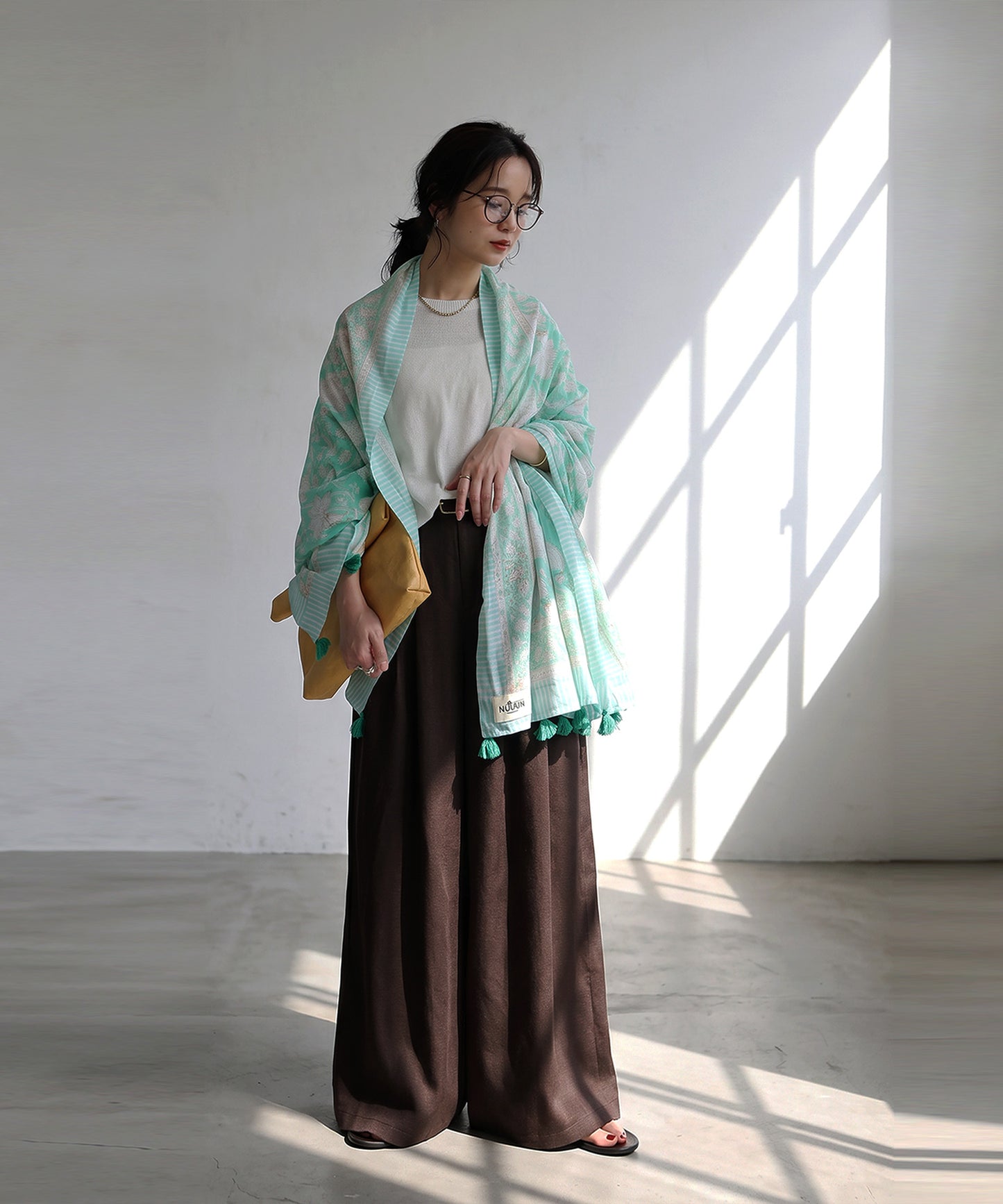 Satin-Like Draped Wide-Leg Pants Ladies