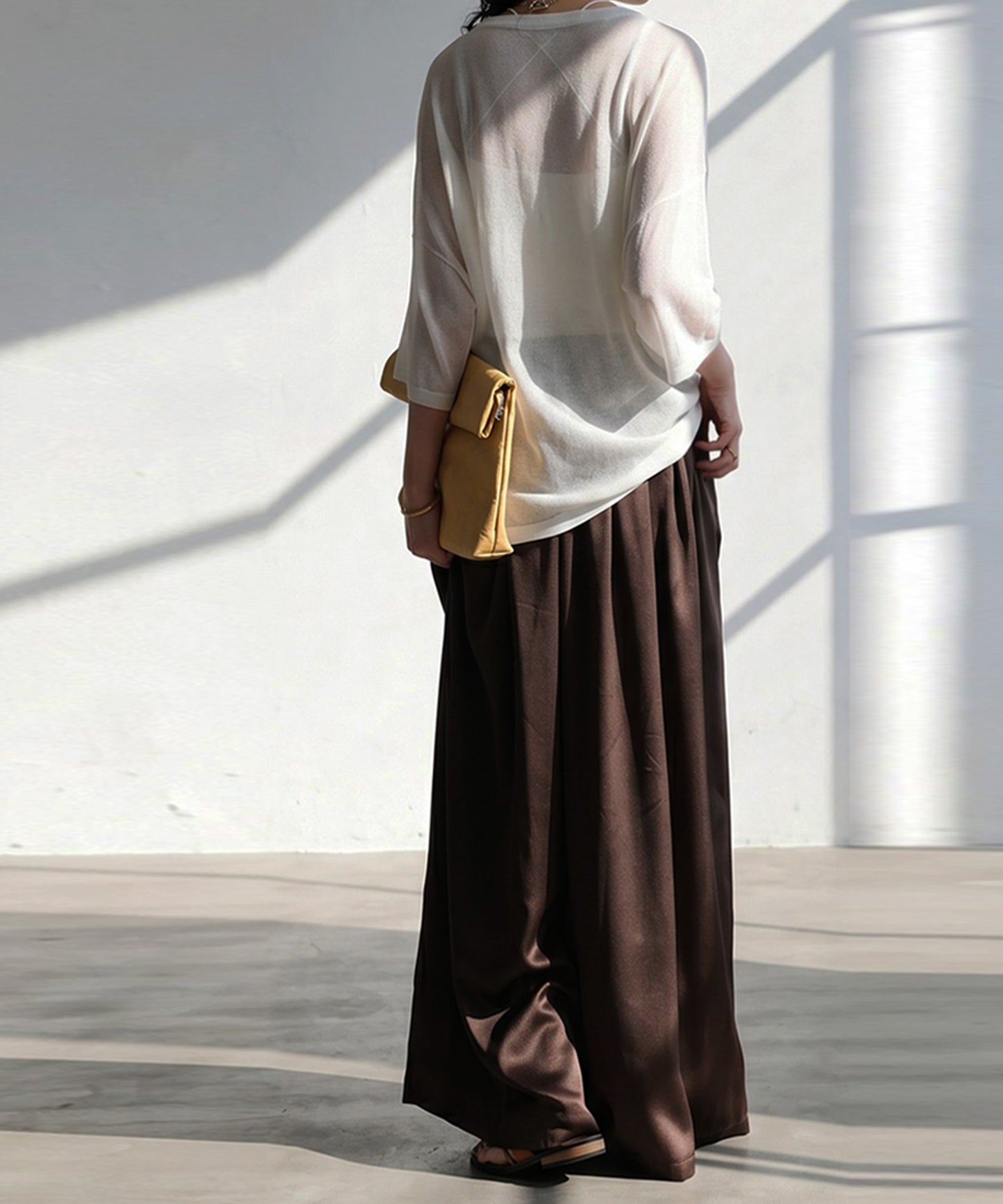 Satin-Like Draped Wide-Leg Pants Ladies
