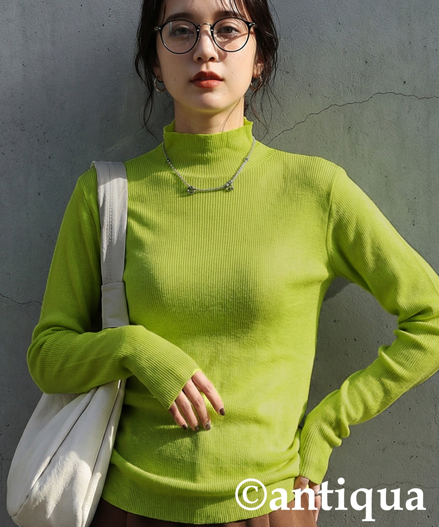 Wool Blend High Neck Knit Ladies